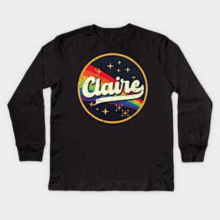 Claire // Rainbow In Space Vintage Grunge-Style Kids Long Sleeve T-Shirt